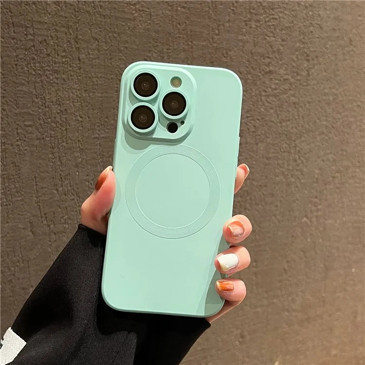 Magnetic Case for iPhone 13 Pro Compatible with MagSafe Liquid Silicone Phone Cover with Camera Lens Protector - Mint Green