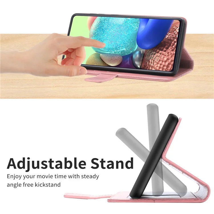 HT01 Für Oppo A58 4G PU-Lederetui Y-förmige Linien geprägter Ständer Geldbörse Sturzsicheres Handyhülle - Pink
