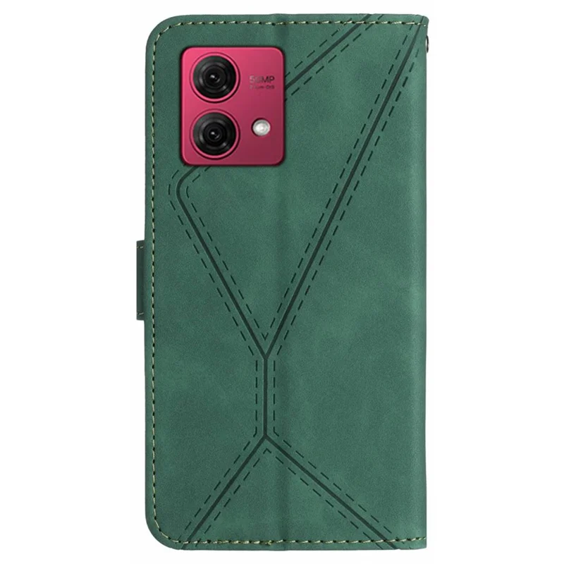 HT05 Pour Motorola Moto G84 5G Étui Folio en Cuir PU Motif Ligne Imprimée Portefeuille Support Housse de Téléphone - Vert