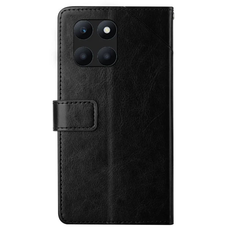 HT01 plånboksändrade för Honor X6a 4G, Y-formade linjemönstrad ställbara mobilskal i PU-läder - Svart