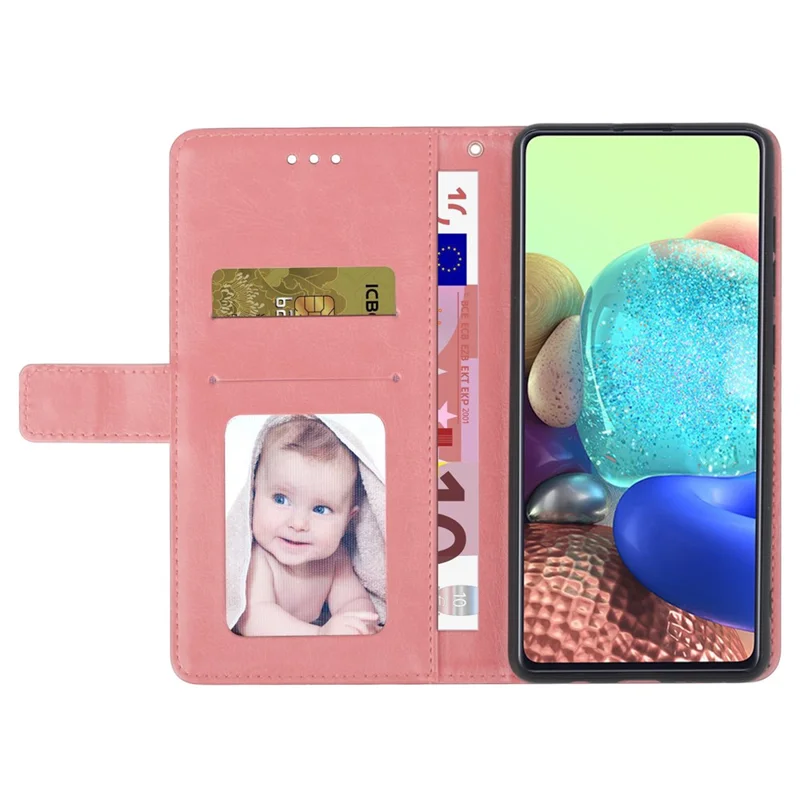 HT01 Wallet Case for Honor X6a 4G , Y-shaped Line Imprinted Stand Phone Cover PU Leather Shell - Pink
