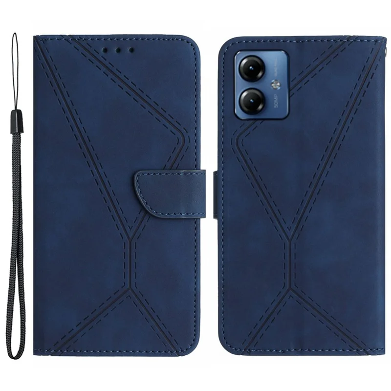 HT05 Para Motorola Moto G54 5G Funda de cartera de piel sintética con soporte y protección - Azul