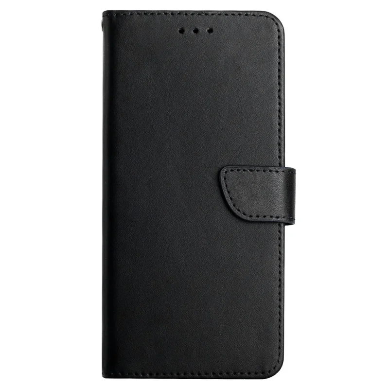 HT02 For Motorola Moto G54 5G Genuine Cow Leather Phone Cover Stand Wallet Anti-drop Case - Black
