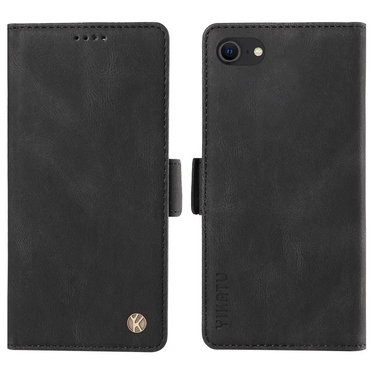 YIKATU YK-005 Wallet Case für iPhone 6 / 6s / 7 / 8 / SE (2020) / SE (2022), PU-Leder Haut-Berührungs-Schutzhülle mit Ständer - Schwarz