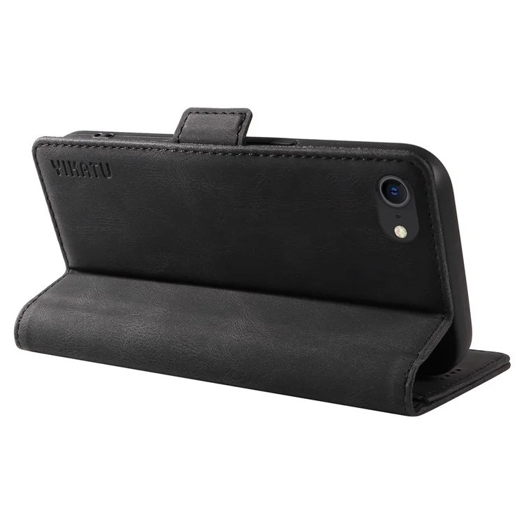 YIKATU YK-005 Wallet Case für iPhone 6 / 6s / 7 / 8 / SE (2020) / SE (2022), PU-Leder Haut-Berührungs-Schutzhülle mit Ständer - Schwarz
