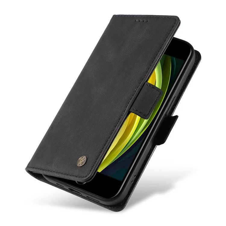 YIKATU YK-005 Wallet Case für iPhone 6 / 6s / 7 / 8 / SE (2020) / SE (2022), PU-Leder Haut-Berührungs-Schutzhülle mit Ständer - Schwarz