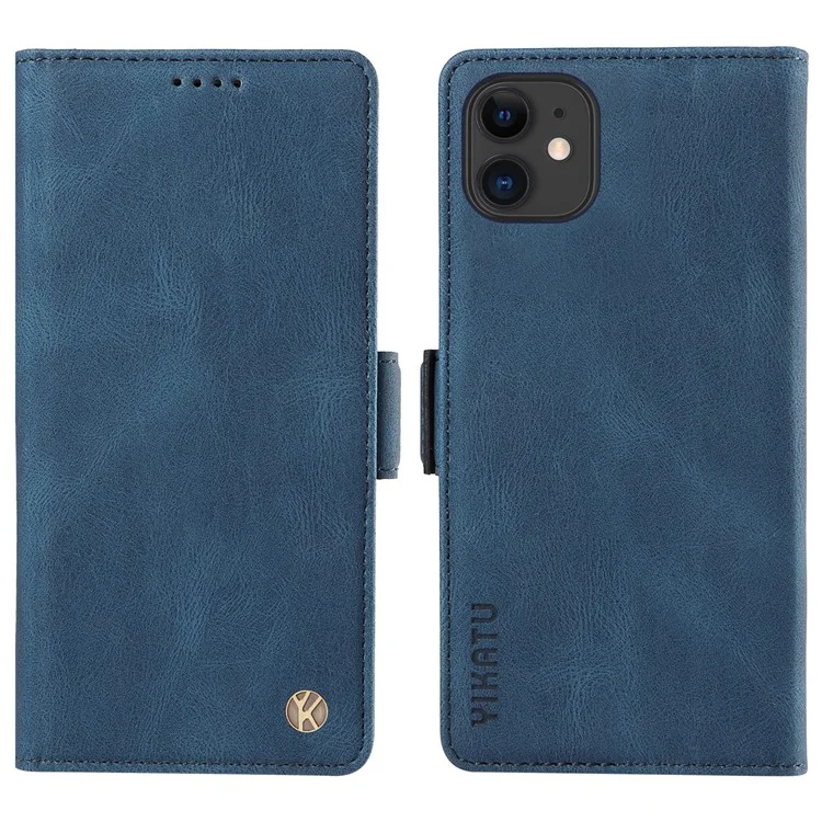 YIKATU YK-005 Capa de couro PU com proteção de carteira para iPhone 11, Skin-touch Phone Case com suporte - Azul