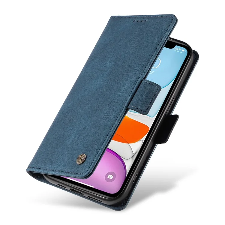 YIKATU YK-005 Capa de couro PU com proteção de carteira para iPhone 11, Skin-touch Phone Case com suporte - Azul