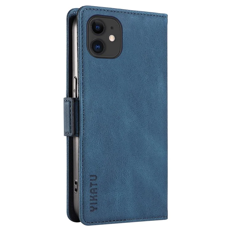 YIKATU YK-005 Capa de couro PU com proteção de carteira para iPhone 11, Skin-touch Phone Case com suporte - Azul
