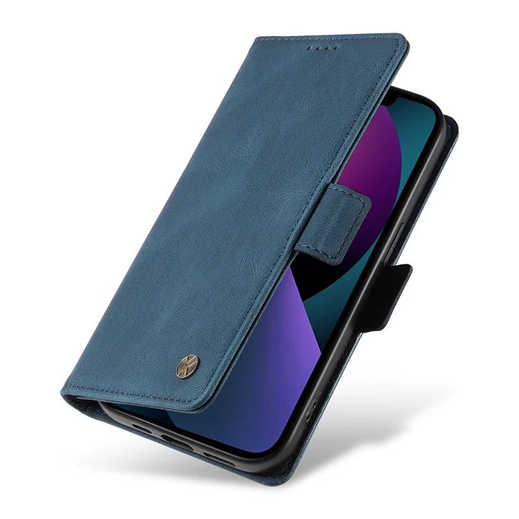 YIKATU YK-005 Para iPhone 14 Capa de Carteira Stand Pele PU Pele-toque Magnético Capa de Telefone Protetora - Azul