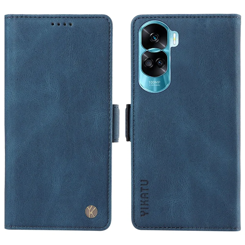 YIKATU YK-005 For Honor 90 Lite 5G / X50i 5G PU Leather Case Stand Skin-touch Wallet Phone Cover - Blue