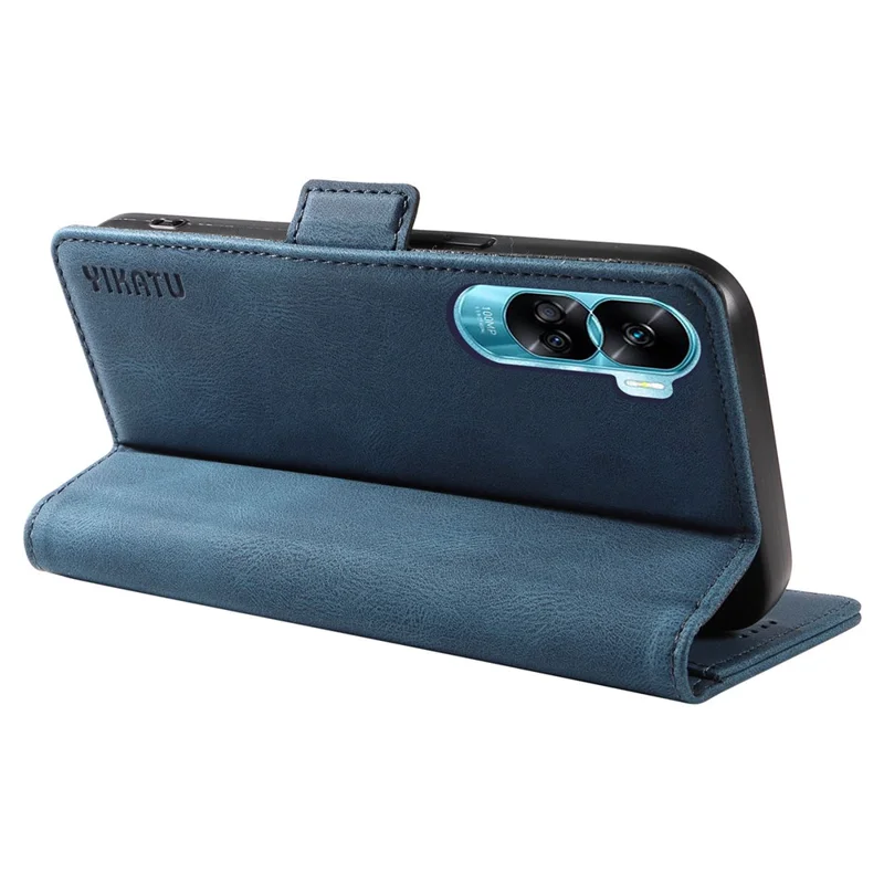 YIKATU YK-005 For Honor 90 Lite 5G / X50i 5G PU Leather Case Stand Skin-touch Wallet Phone Cover - Blue