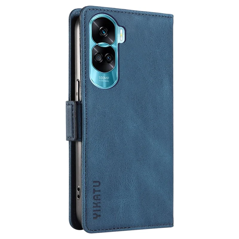 YIKATU YK-005 For Honor 90 Lite 5G / X50i 5G PU Leather Case Stand Skin-touch Wallet Phone Cover - Blue