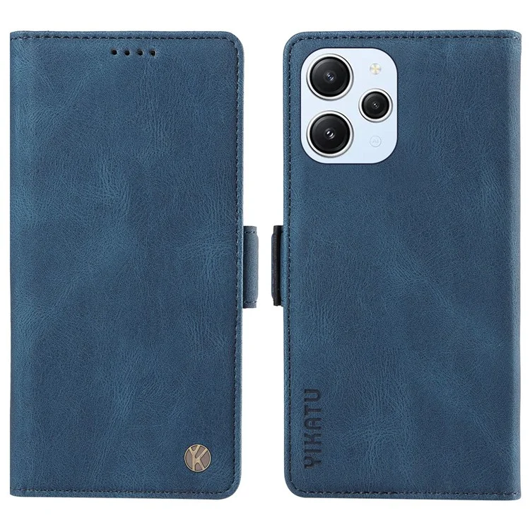 YIKATU YK-005 für Xiaomi Redmi 12 4G PU-Leder Flip-Handyhülle Skin-touch Geldbörse Ständer Cover - Blau