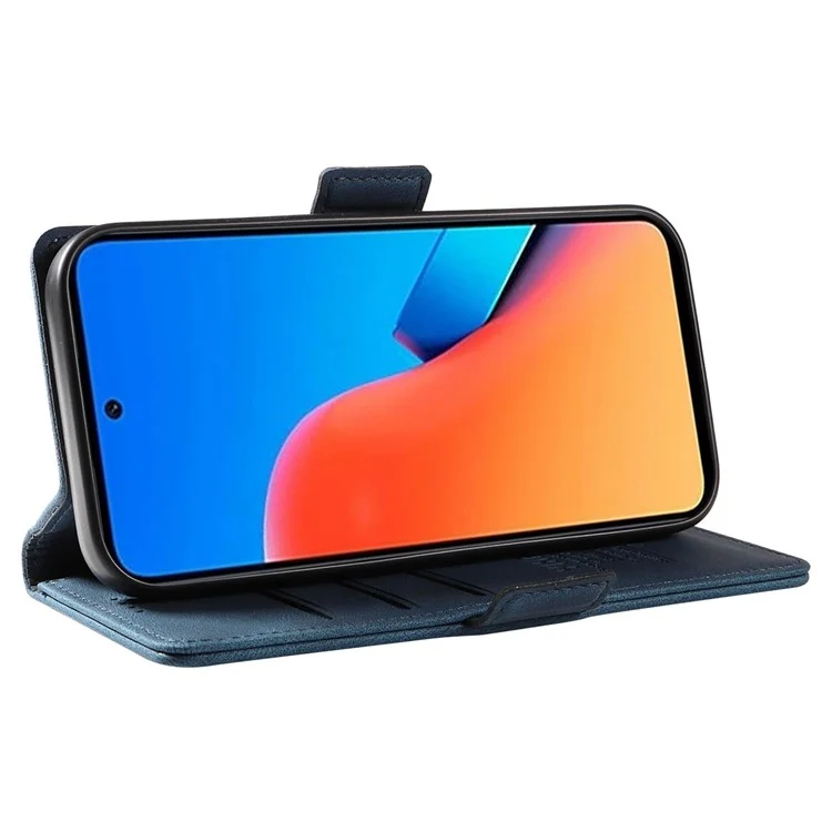 YIKATU YK-005 für Xiaomi Redmi 12 4G PU-Leder Flip-Handyhülle Skin-touch Geldbörse Ständer Cover - Blau