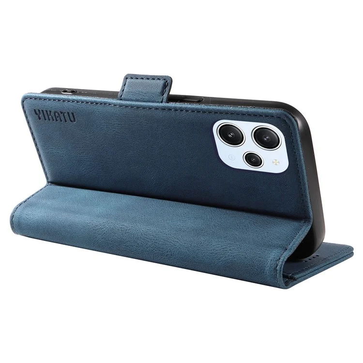 YIKATU YK-005 für Xiaomi Redmi 12 4G PU-Leder Flip-Handyhülle Skin-touch Geldbörse Ständer Cover - Blau