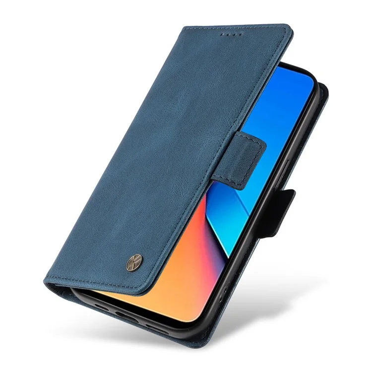 YIKATU YK-005 für Xiaomi Redmi 12 4G PU-Leder Flip-Handyhülle Skin-touch Geldbörse Ständer Cover - Blau
