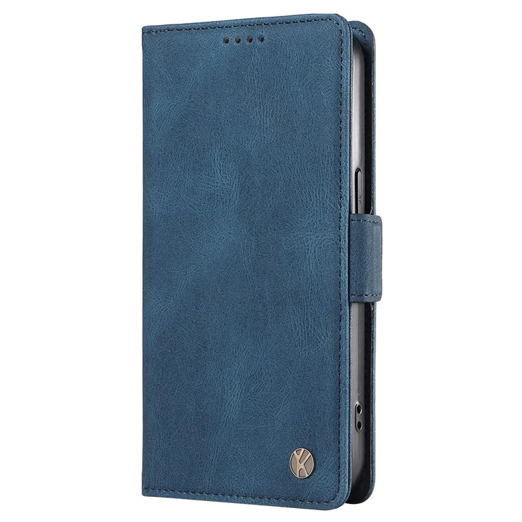 YIKATU YK-005 für Xiaomi Redmi 12 4G PU-Leder Flip-Handyhülle Skin-touch Geldbörse Ständer Cover - Blau