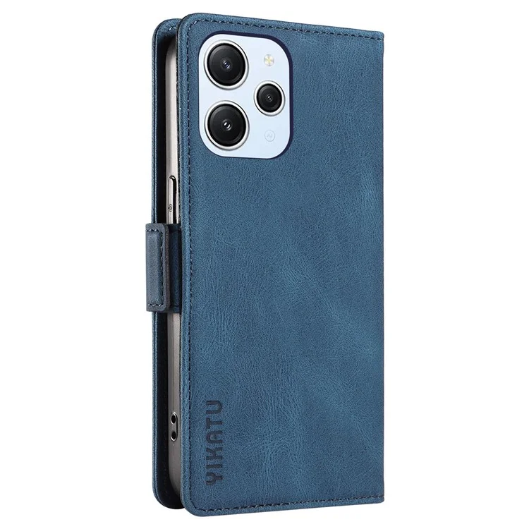 YIKATU YK-005 für Xiaomi Redmi 12 4G PU-Leder Flip-Handyhülle Skin-touch Geldbörse Ständer Cover - Blau