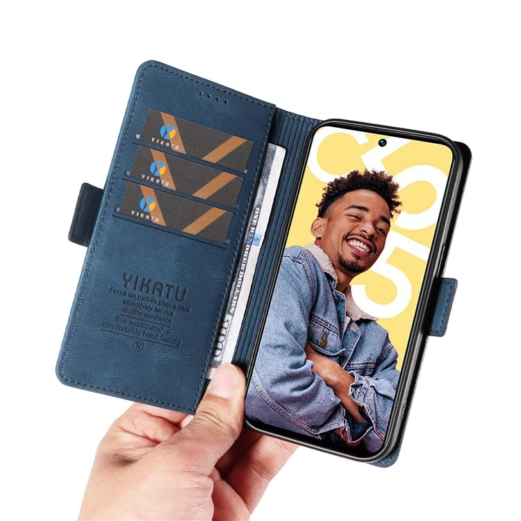 YIKATU YK-005 For Realme C55 4G PU Leather Wallet Case Stand Protective Skin-Touch Phone Cover - Blue