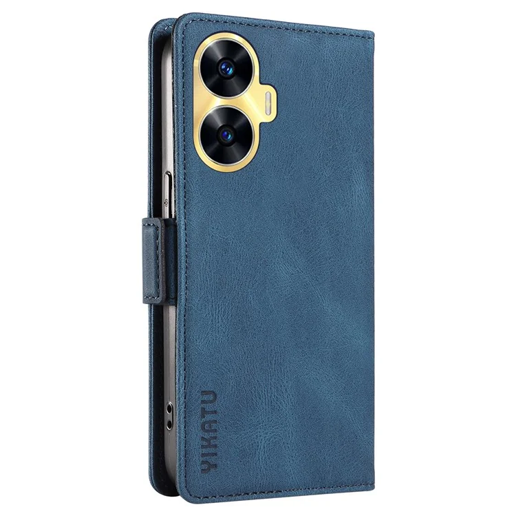 YIKATU YK-005 For Realme C55 4G PU Leather Wallet Case Stand Protective Skin-Touch Phone Cover - Blue