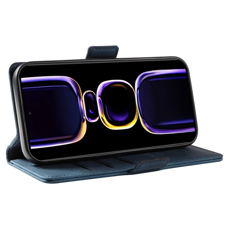 YIKATU YK-005 Étui en cuir PU pour Xiaomi Redmi K60 5G / K60 Pro 5G / Poco F5 Pro 5G, Housse de téléphone avec stand de portefeuille au toucher peau - Bleu