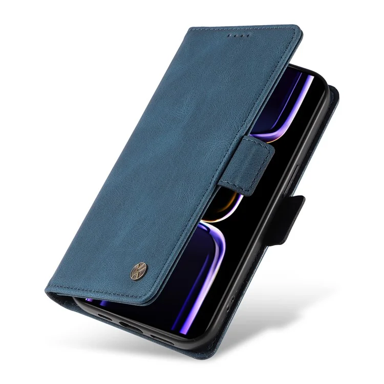 YIKATU YK-005 Étui en cuir PU pour Xiaomi Redmi K60 5G / K60 Pro 5G / Poco F5 Pro 5G, Housse de téléphone avec stand de portefeuille au toucher peau - Bleu