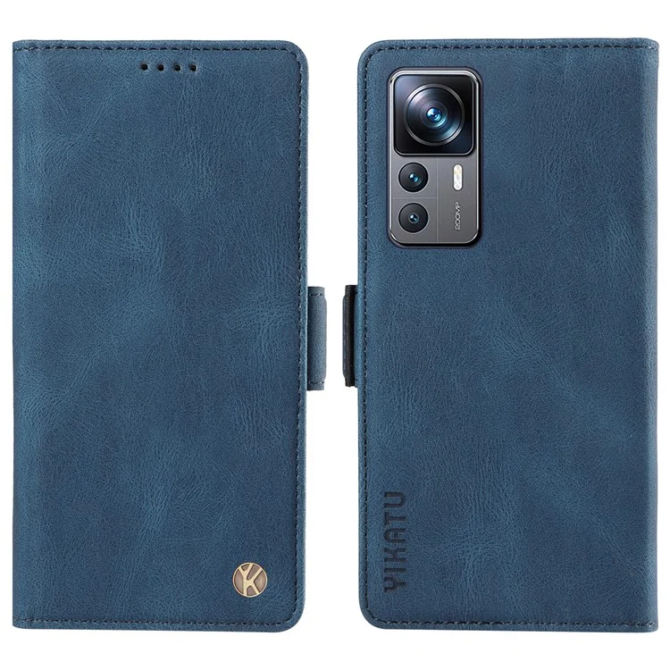 YIKATU YK-005 Wallet Phone Case for Xiaomi 12T 5G / 12T Pro 5G / Redmi K50 Ultra , Skin-touch PU Leather Stand Cover - Blue