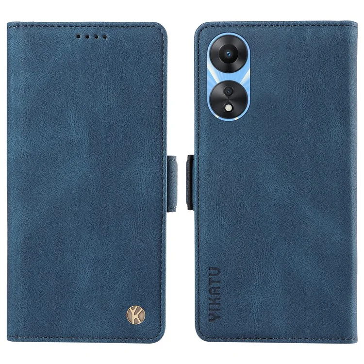 YIKATU YK-005 PU Leder Folio Hülle für Oppo A58 5G / A78 5G, Skin-touch Wallet Stand Handyhülle - Blau