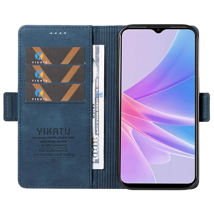 YIKATU YK-005 PU Leder Folio Hülle für Oppo A58 5G / A78 5G, Skin-touch Wallet Stand Handyhülle - Blau