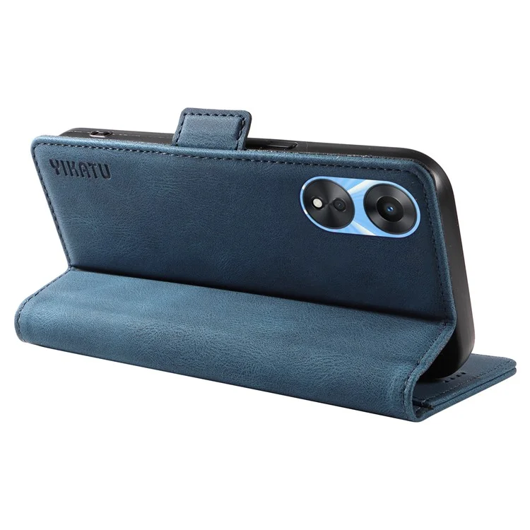 YIKATU YK-005 PU Leder Folio Hülle für Oppo A58 5G / A78 5G, Skin-touch Wallet Stand Handyhülle - Blau