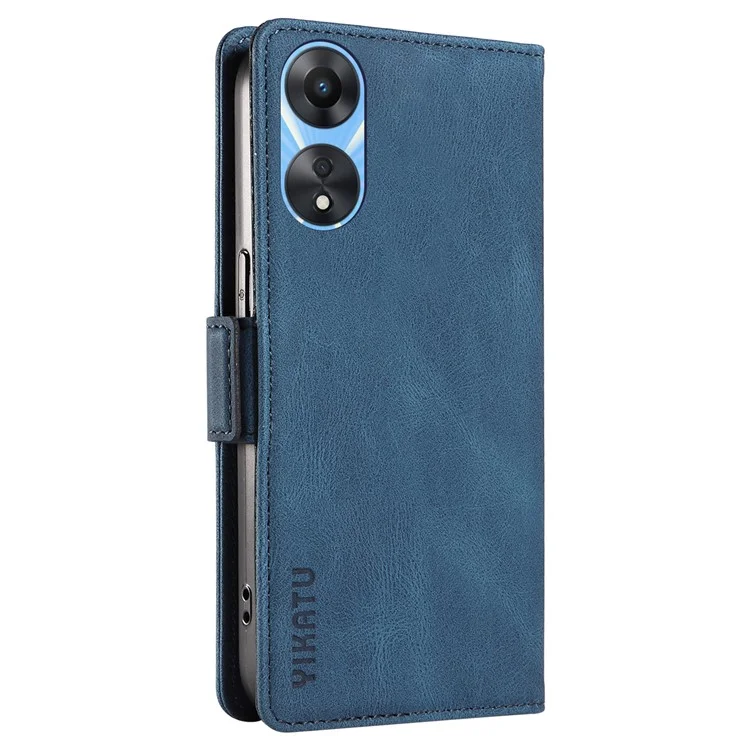 YIKATU YK-005 PU Leder Folio Hülle für Oppo A58 5G / A78 5G, Skin-touch Wallet Stand Handyhülle - Blau