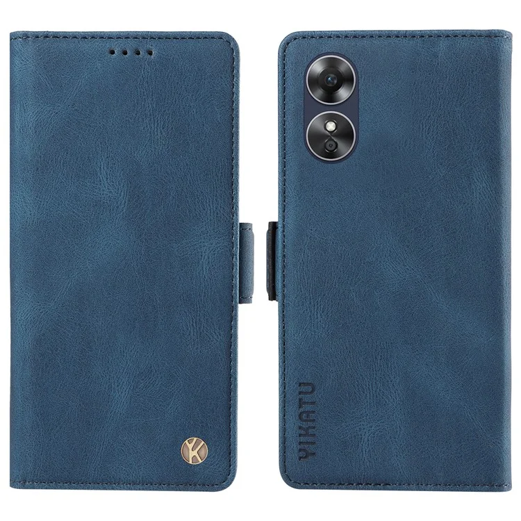 YIKATU YK-005 для Oppo A17 4G PU кожаный чехол-кошелек с кожаной поверхностью - Синий