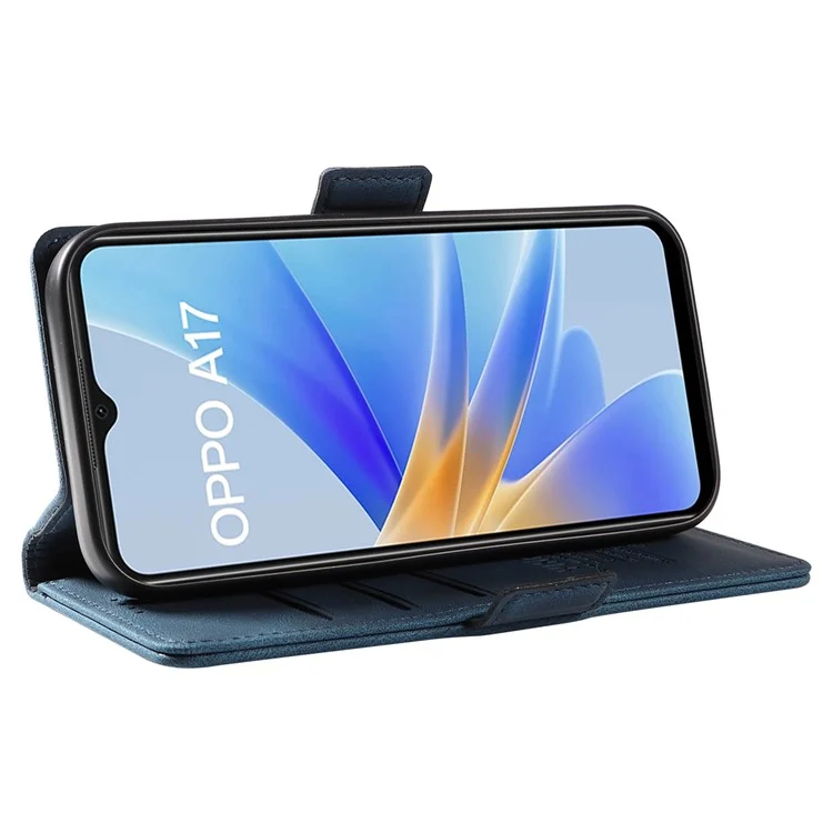YIKATU YK-005 для Oppo A17 4G PU кожаный чехол-кошелек с кожаной поверхностью - Синий