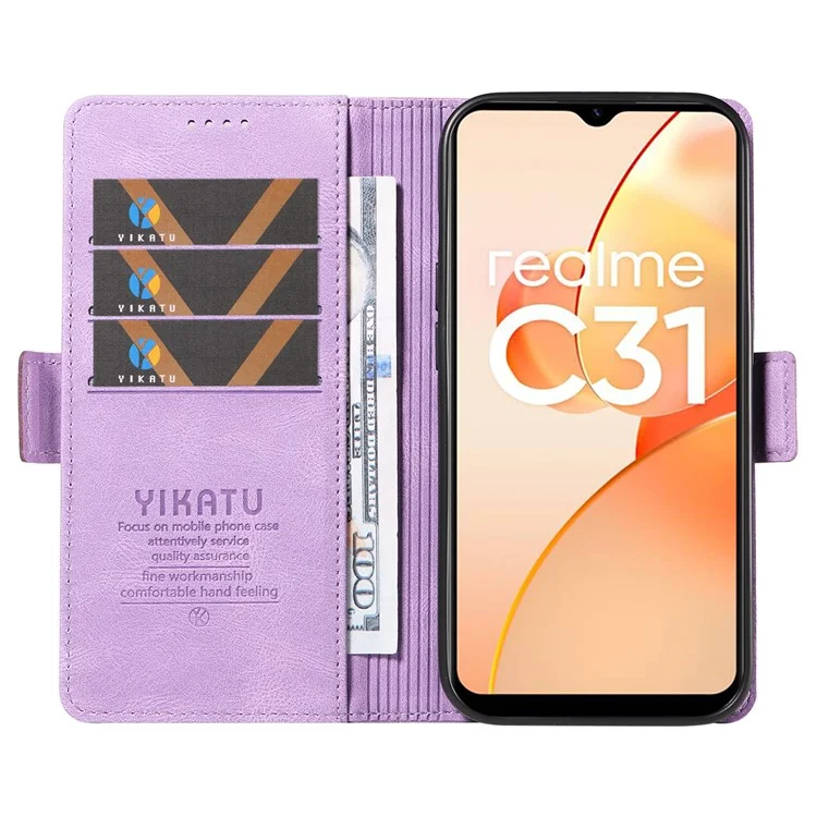 Étui portefeuille YIKATU YK-005 en cuir PU pour Realme C31 - Peau de contact Flip Stand Cover - Violet