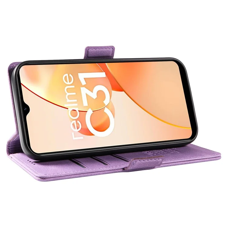 Étui portefeuille YIKATU YK-005 en cuir PU pour Realme C31 - Peau de contact Flip Stand Cover - Violet