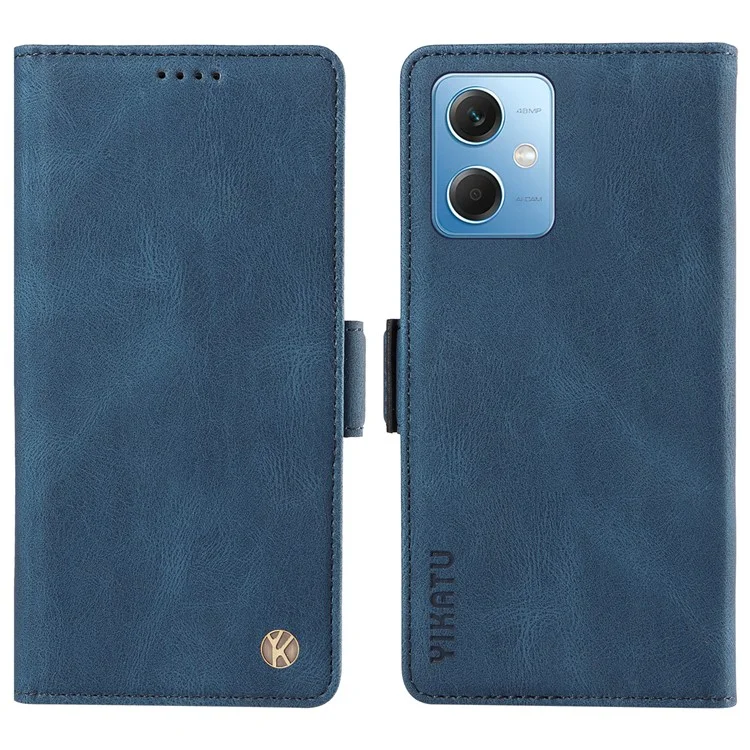 Carteira de Couro PU YIKATU YK-005 para Xiaomi Redmi Note 12 5G (China) / (Índia) / (Global) / Poco X5 5G, Capa de Celular com Suporte - Azul
