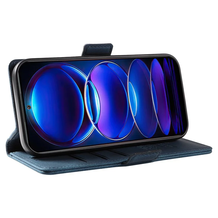 Carteira de Couro PU YIKATU YK-005 para Xiaomi Redmi Note 12 5G (China) / (Índia) / (Global) / Poco X5 5G, Capa de Celular com Suporte - Azul