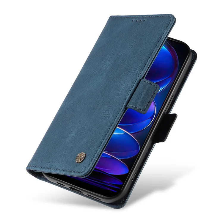 Carteira de Couro PU YIKATU YK-005 para Xiaomi Redmi Note 12 5G (China) / (Índia) / (Global) / Poco X5 5G, Capa de Celular com Suporte - Azul