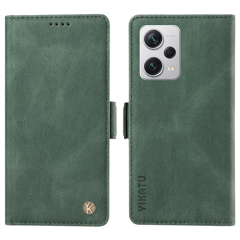 Caso de carteira dobrável YIKATU YK-005 para Xiaomi Redmi Note 12 Pro 5G / Note 12 Pro Speed 5G / Poco X5 5G, capa de telefone de couro PU com toque de pele - Verde