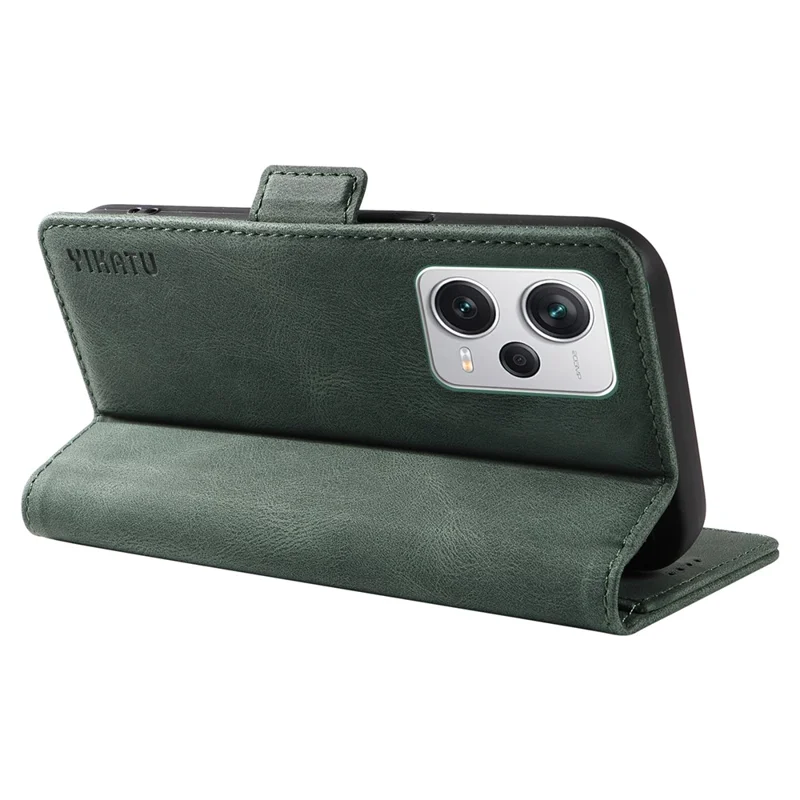 Caso de carteira dobrável YIKATU YK-005 para Xiaomi Redmi Note 12 Pro 5G / Note 12 Pro Speed 5G / Poco X5 5G, capa de telefone de couro PU com toque de pele - Verde