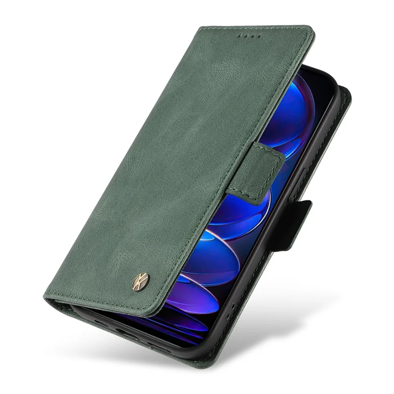 Caso de carteira dobrável YIKATU YK-005 para Xiaomi Redmi Note 12 Pro 5G / Note 12 Pro Speed 5G / Poco X5 5G, capa de telefone de couro PU com toque de pele - Verde