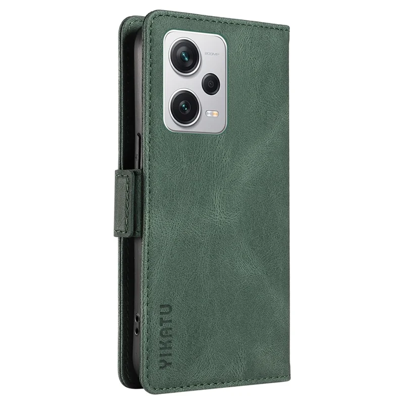 Caso de carteira dobrável YIKATU YK-005 para Xiaomi Redmi Note 12 Pro 5G / Note 12 Pro Speed 5G / Poco X5 5G, capa de telefone de couro PU com toque de pele - Verde