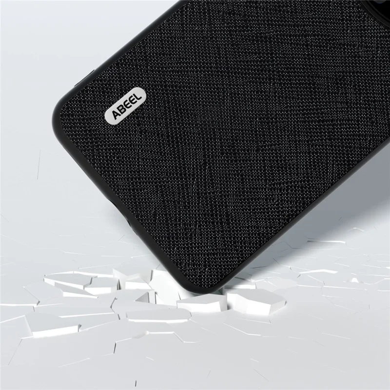 ABEEL Para Huawei Mate 60 Pro Cowhide Leather Coating Phone Case Cross Texture TPU+PC Cover - Preto