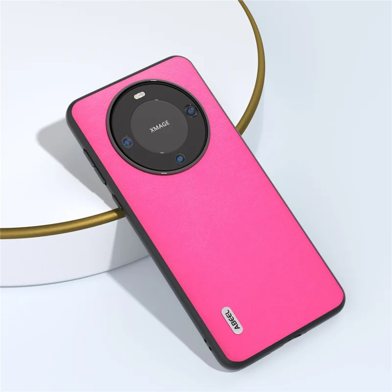 ABEEL For Huawei Mate 60 Pro Textured Phone Case PU Leather Coated TPU Anti-scratch Phone Cover - Rose