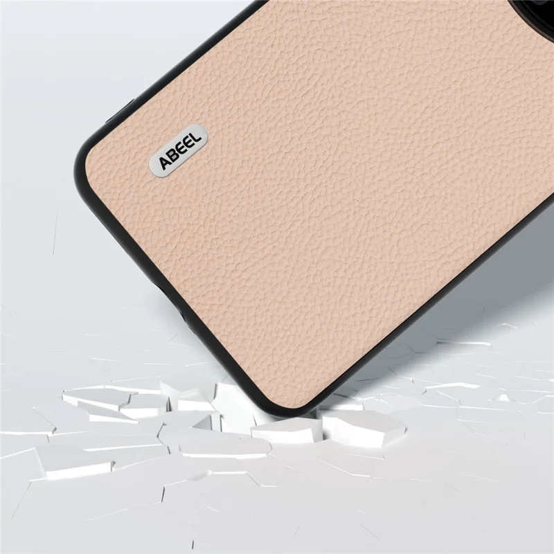 ABEEL Для телефона Huawei Mate 60 Fine Litchi Texture Anti-fall Phone Case Cowhide Leather Coated PC+TPU Cover - Pink