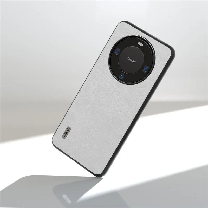 ABEEL Phone Case for Huawei Mate 60 , Slim-Fit Phone Shell Litchi Texture PU Leather + PC Cover - White