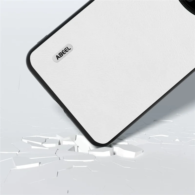 ABEEL Phone Case for Huawei Mate 60 , Slim-Fit Phone Shell Litchi Texture PU Leather + PC Cover - White