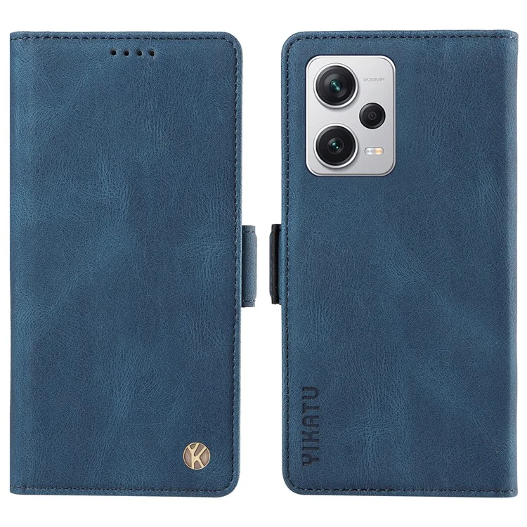 YIKATU YK-005 Para Xiaomi Redmi Note 12 Pro+ 5G Capa de Telefone Pele-toque Capa de Carteira de Couro PU - Azul