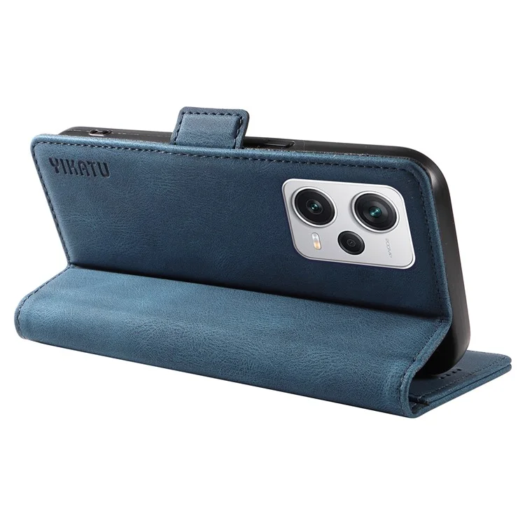 YIKATU YK-005 Para Xiaomi Redmi Note 12 Pro+ 5G Capa de Telefone Pele-toque Capa de Carteira de Couro PU - Azul